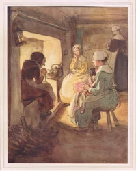 La anciana en el rincón de la chimenea